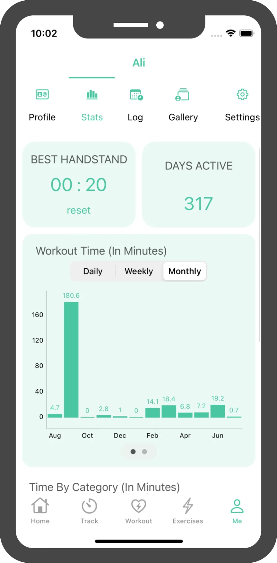 Handstand Quest progress tracking